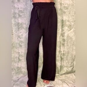 Black Elastic Waist Wide Leg Pants